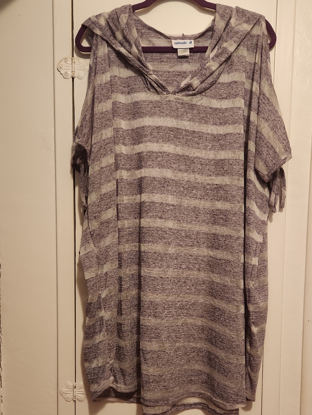 🔥Swimsuits For All Hooded Gray Cover Up with Purple Trim